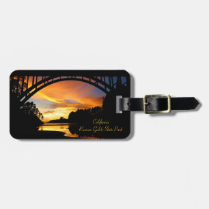 Orange California Coastal Sunset Under Bridge Luggage Tag