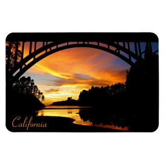 Orange California Coastal Sunset Under Bridge Magnet