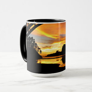 Orange California Coastal Sunset Under Bridge Mug