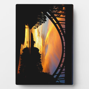 Orange California Coastal Sunset Under Bridge Plaq Plaque