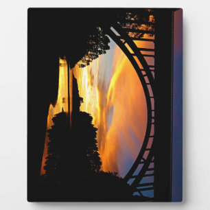 Orange California Coastal Sunset Under Bridge Plaque