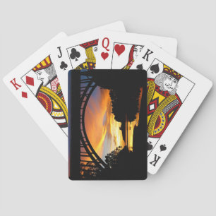 Orange California Coastal Sunset Under Bridge Playing Cards