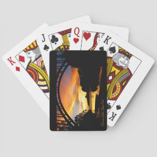 Orange California Coastal Sunset Under Bridge Playing Cards