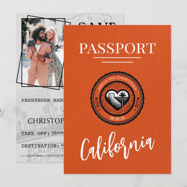 Orange California Passport Save The Date (Front/Back)