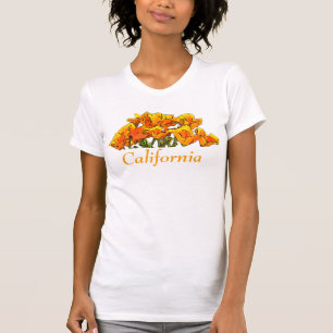 Orange California Poppies Digital Art with text T-Shirt
