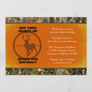 Orange - Camo Birthday Boy Invitations