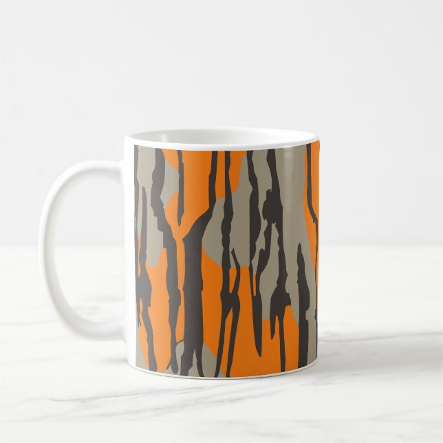 Orange Camo Bottomland Camo Pattern Coffee Mug (Left)