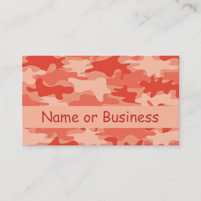 Orange Camo Camouflage Name Personalised Business Card (Front)