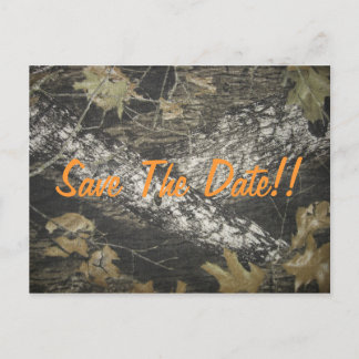 Orange Camo Save the Date! Announcement Postcard