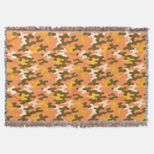 Orange Camo Throw Blanket