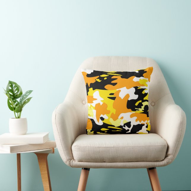 Orange Camo Throw Pillow (Chair)