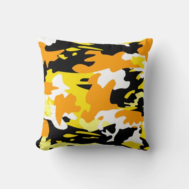 Orange Camo Throw Pillow (Front)