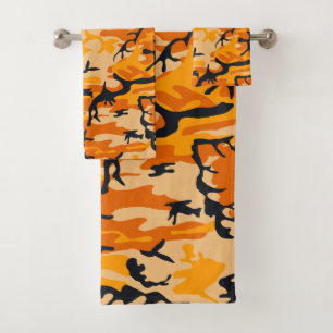Orange Camouflage, Military, Army Bath Towel Set