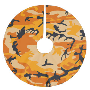 Orange Camouflage, Military, Army Brushed Polyester Tree Skirt