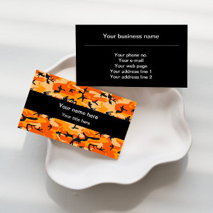Orange Camouflage, Military, Army Business Card