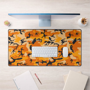Orange Camouflage, Military, Army Desk Mat