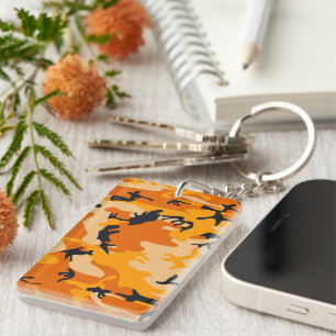 Orange Camouflage, Military, Army Key Ring