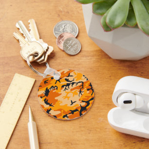 Orange Camouflage, Military, Army Key Ring