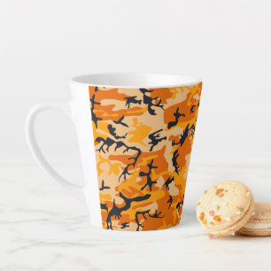 Orange Camouflage, Military, Army Latte Mug