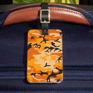 Orange Camouflage, Military, Army Luggage Tag
