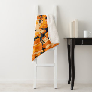 Orange Camouflage, Military, Army Sherpa Blanket