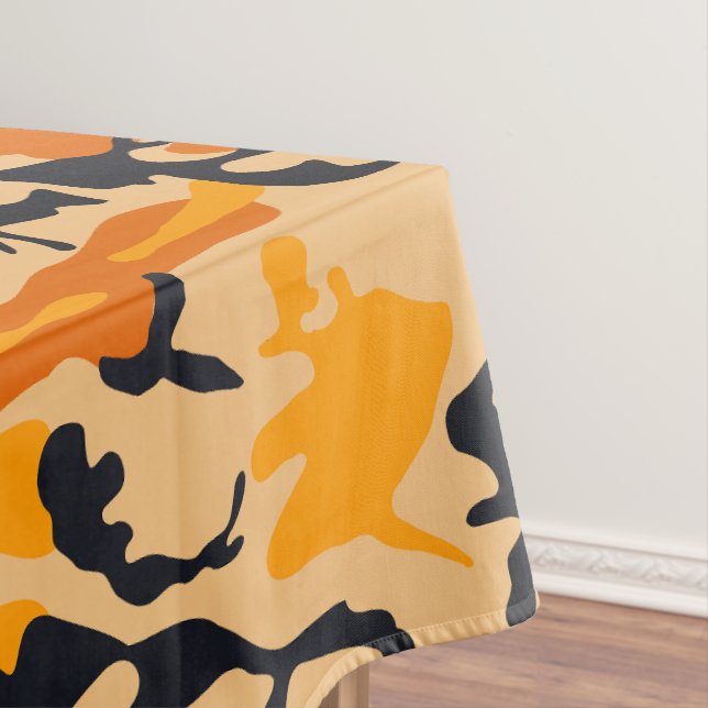 Orange Camouflage, Military, Army Tablecloth (In Situ)