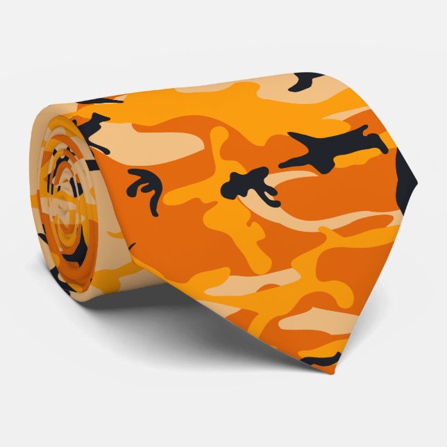 Orange Camouflage, Military, Army Tie (Rolled)