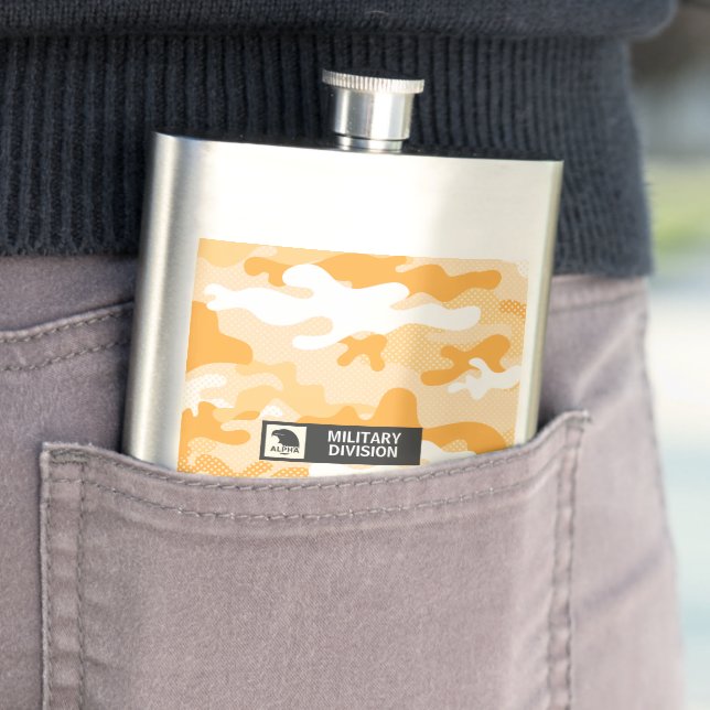 Orange Camouflage Pattern Military  Hip Flask (In Situ)
