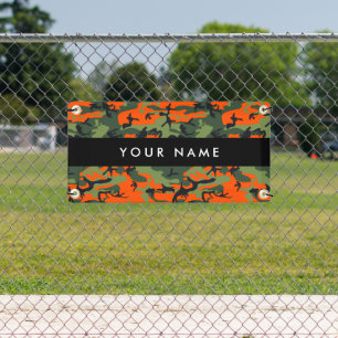 Orange Camouflage Pattern, Your name, Personalise Banner