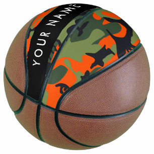 Orange Camouflage Pattern, Your name, Personalise Basketball