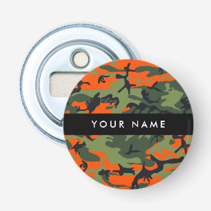 Orange Camouflage Pattern, Your name, Personalise Bottle Opener