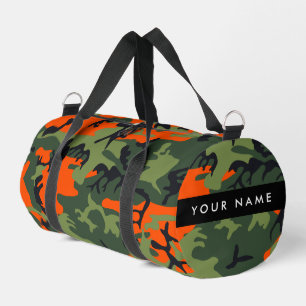 Orange Camouflage Pattern, Your name, Personalise Duffle Bag