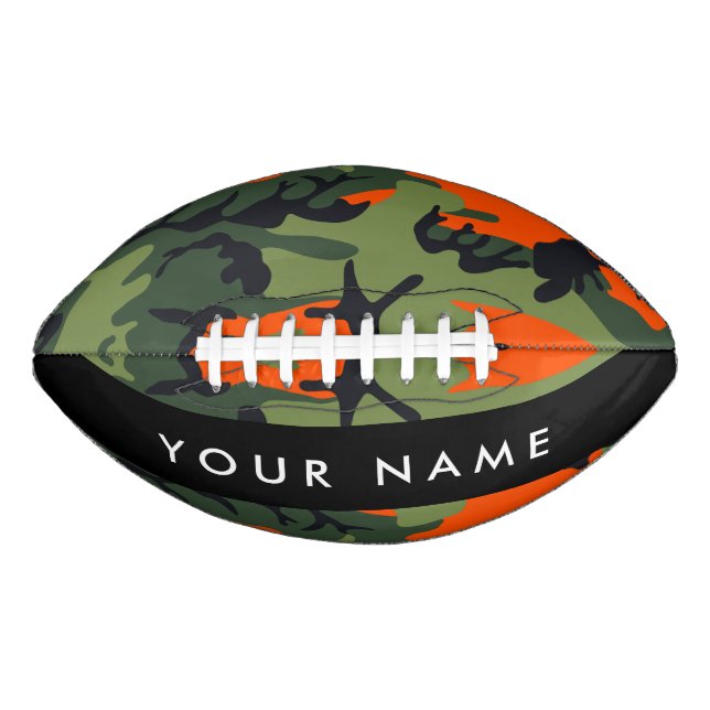 Orange Camouflage Pattern, Your name, Personalise Football (Front)