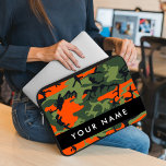 Orange Camouflage Pattern, Your name, Personalise Laptop Sleeve<br><div class="desc">Elegant,  stylish and sophisticated camouflage pattern in orange and green colour. Modern and trendy gift,  perfect for the military lover in your life. Personalise by adding your name,  nickname,  monogram or initials.</div>
