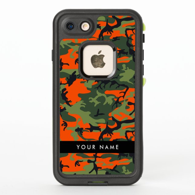 Orange Camouflage Pattern, Your name, Personalise LifeProof iPhone Case (Back)