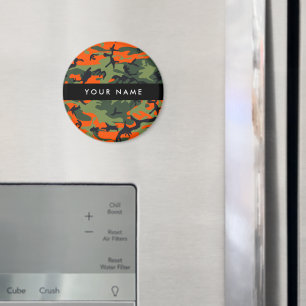 Orange Camouflage Pattern, Your name, Personalise Magnet