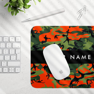 Orange Camouflage Pattern, Your name, Personalise Mouse Pad