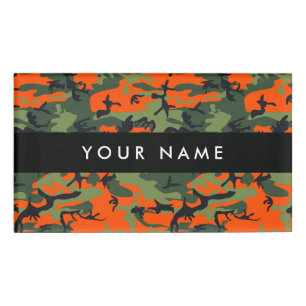 Orange Camouflage Pattern, Your name, Personalise Name Tag