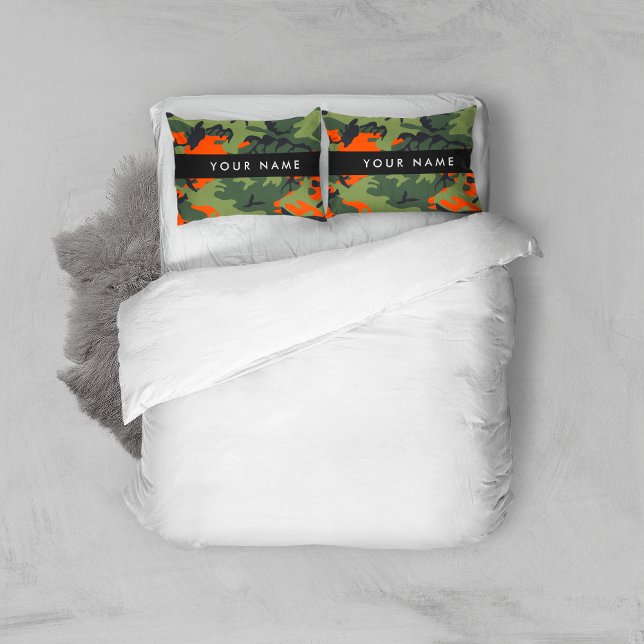 Orange Camouflage Pattern, Your name, Personalise Pillowcase (Creator Uploaded)