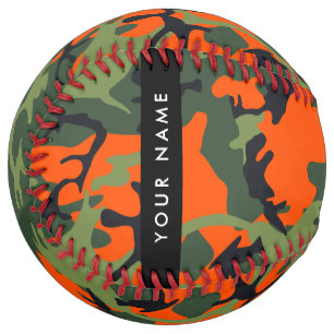 Orange Camouflage Pattern, Your name, Personalise Softball