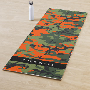Orange Camouflage Pattern, Your name, Personalise Yoga Mat