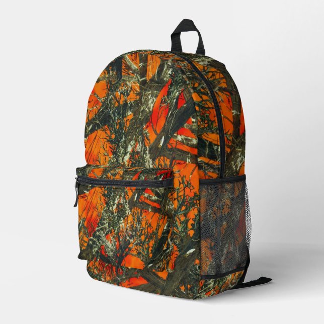 Orange  Camouflage  Printed Backpack (Back Corner Right)