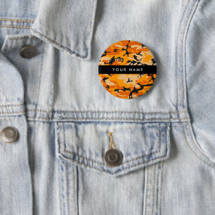 Orange Camouflage Your name Personalise 6 Cm Round Badge