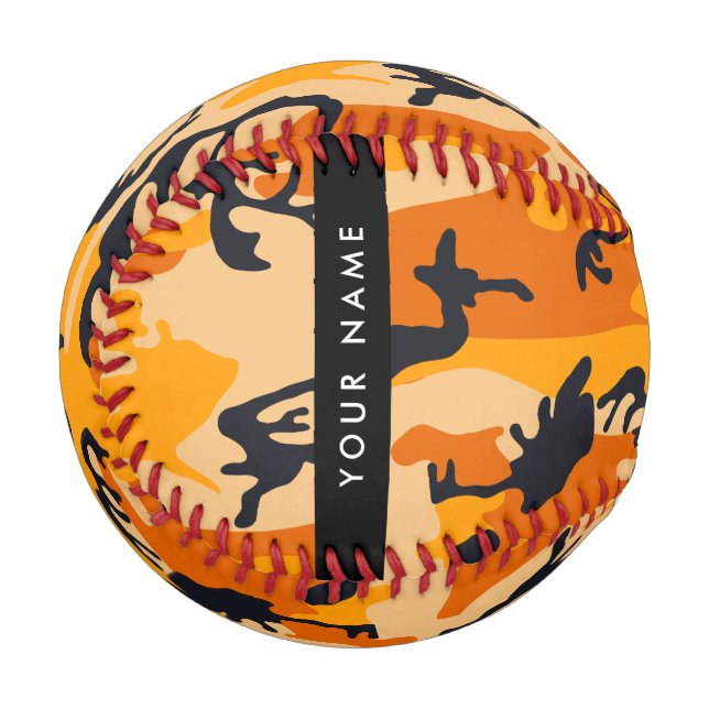 Orange Camouflage Your name Personalise Baseball (Front Left)