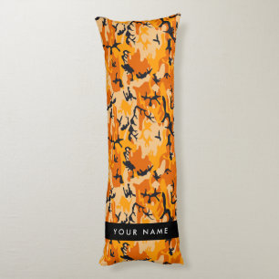Orange Camouflage Your name Personalise Body Cushion