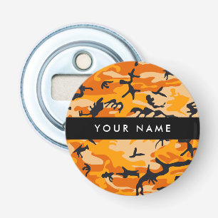 Orange Camouflage Your name Personalise Bottle Opener