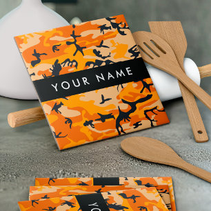Orange Camouflage Your name Personalise Ceramic Tile