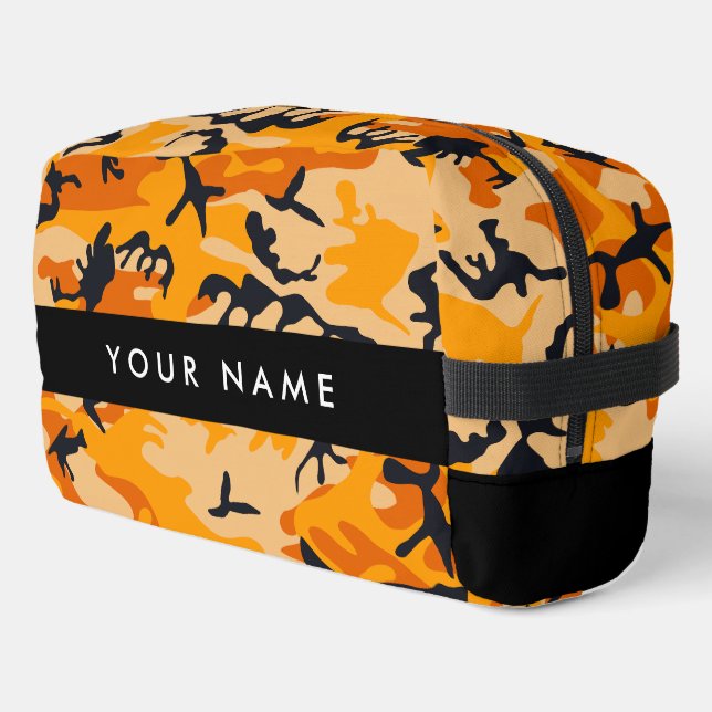 Orange Camouflage Your name Personalise Dopp Kit (Left Corner)