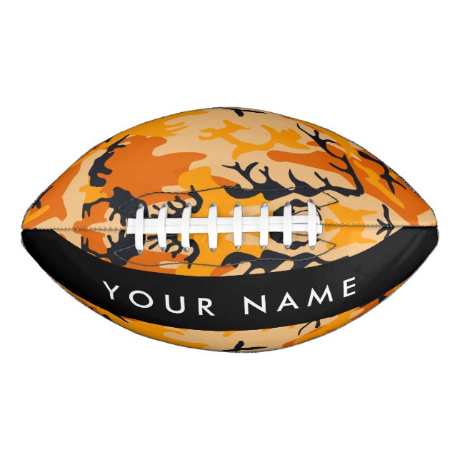 Orange Camouflage Your name Personalise Football (Front)
