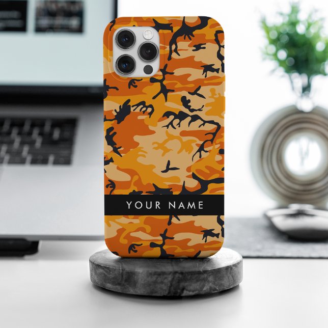 Orange Camouflage Your name Personalise iPhone Case (Creator Uploaded)